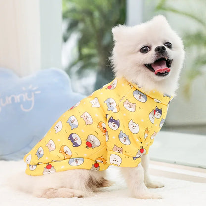 Wholesale Custom Luxury XS to Large Dog Clothes Winter Warm Hoodie Shirts with Cute Print Cotton Material Leisure Style for Pets