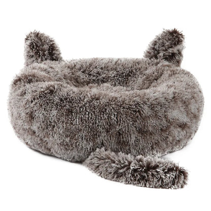 2022 Dropship Faux Fur Luxury Pet Beds High Quality Moisture-Proof Calming Funny Plush Sponge Washable Novelty Donut Dog Cat Bed