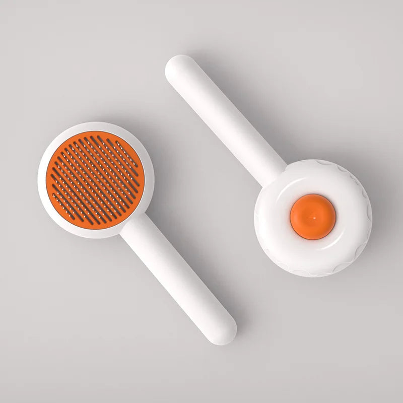 Dropshipping Wholesale Bulk Dog Cat Comb Hair Remover Shedding Slicker Self Cleaning Grooming Pumpkin Burger Pet Brush