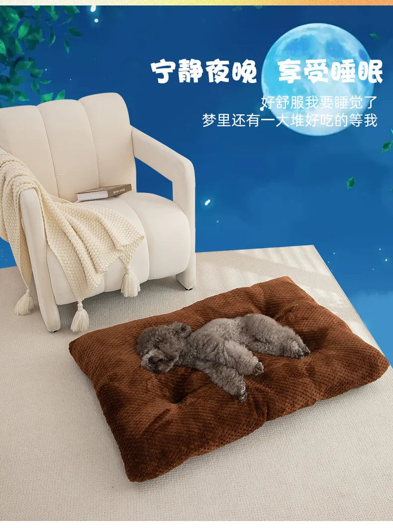 Luxury Anti-Skid Moisture-Proof Pet Cat Dog Bed Winter Warm Thickened PP Cotton Pineapple Fleece Mat Cushion Small Medium Solid