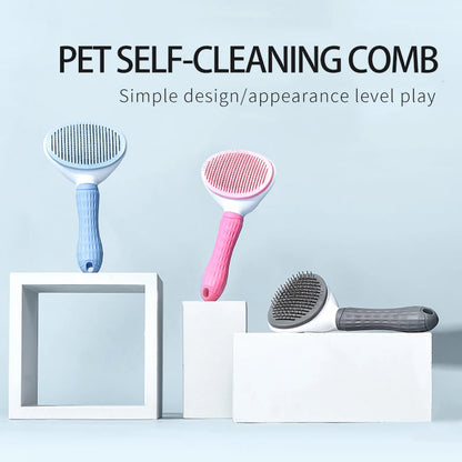 Custom Wholesale Massaging Comb Long Pin Shedding Tool Cat Dog Rabbit Bath Washable Self Cleaning Hair Grooming Pet Brush