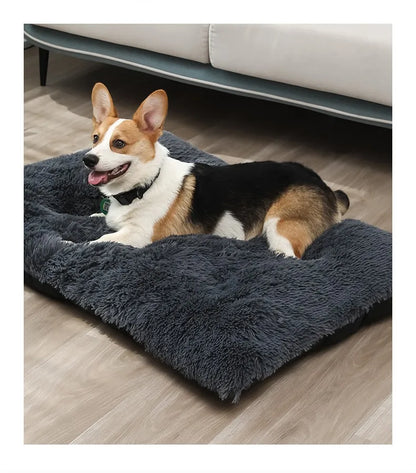 Custom Dog and Cat Winter Sleeping Mat Modern Non-Slip Oxford & Faux Fur Plush Pet Cushion Solid Pattern Bed Pad