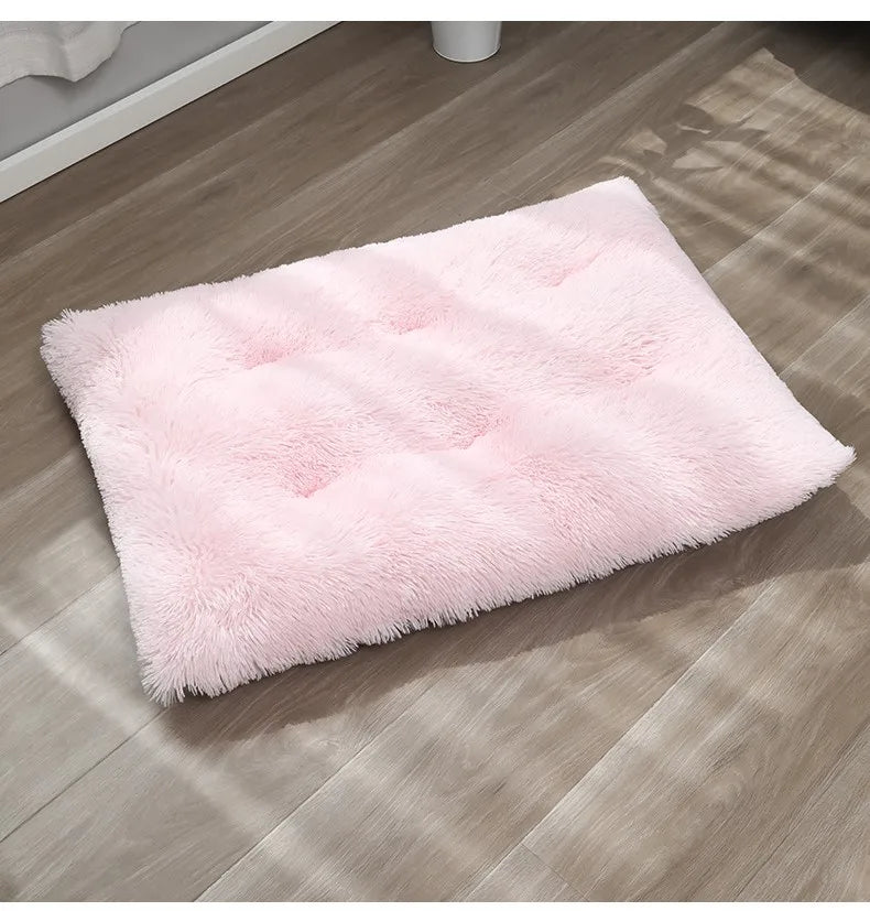 Custom Dog and Cat Winter Sleeping Mat Modern Non-Slip Oxford & Faux Fur Plush Pet Cushion Solid Pattern Bed Pad