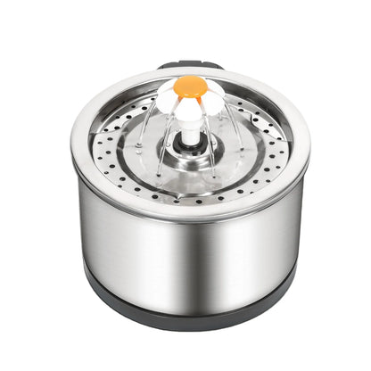 2.5L Eco-Friendly Stainless Steel Cat Water Fountain SUS 304 Pet Dispenser Waterproof Mat Metal Bowl Feeder Charge-Powered Solid