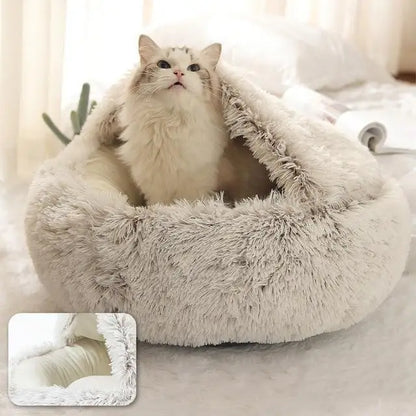 2025 Best Seller Washable Soft Luxury Fluffy Cat Bed Cave Small Round Furniture Protector for Winter Use for Pet Dogs