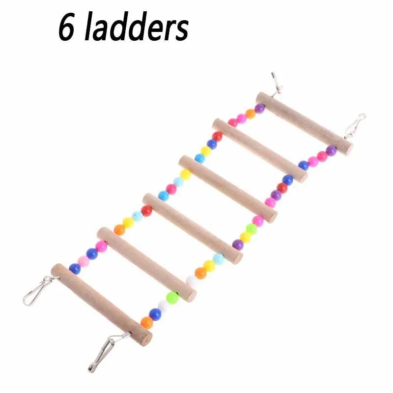 Wooden Parrot Climbing Ladder with Beads – Bird Cage Toy for Parrots, Cockatiels, Parakeets, Budgies, and Lovebirds