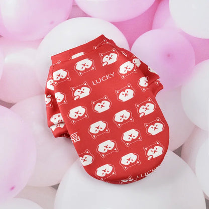 2021 Cotton Pet Decorations Pullover Large Dog Puppy Plus Velvet Winter Warm Two-Legged Thicken T-Shirt Christmas Dog Print