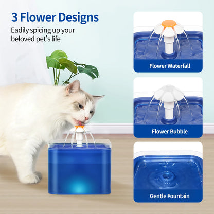 2L 5V USB Smart Dispenser for Cats Dogs Automatic Pet Fountain LED Lighting Filter Self-Cleaning Plastic Charged Power Source