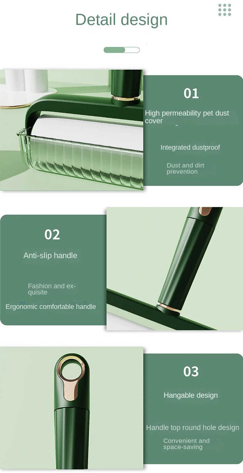 Light Luxury Eco-Friendly Plastic Hair Removal Roller Widened Sticky Artifact Lid for Household Clothes Cleaning Pet Cat Dog