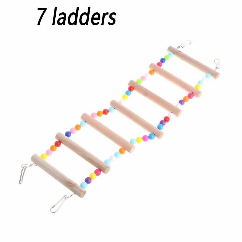Wooden Parrot Climbing Ladder with Beads – Bird Cage Toy for Parrots, Cockatiels, Parakeets, Budgies, and Lovebirds