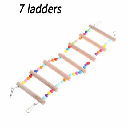 Wooden Parrot Climbing Ladder with Beads – Bird Cage Toy for Parrots, Cockatiels, Parakeets, Budgies, and Lovebirds