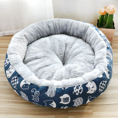 New Designer Waterproof Camping Travel Pet Bed Cute Cat Dog round Donut Solid Velvet with Cartoon Style Washable Affordable