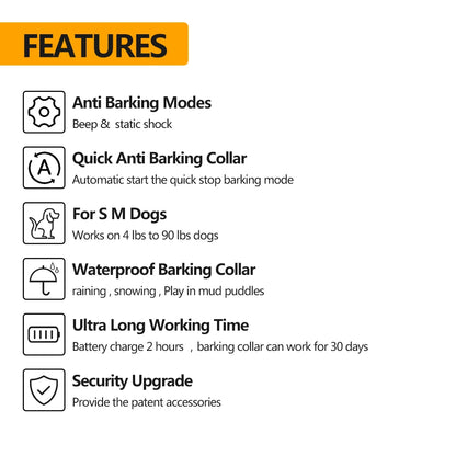 Dropshipping Rechargeable Smart Fancy Anti-Bark Dog Training Collar Large Nylon Shock Vibration Static Electricity Control for