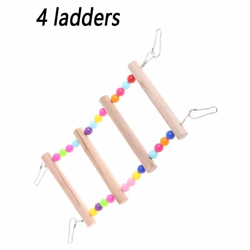 Wooden Parrot Climbing Ladder with Beads – Bird Cage Toy for Parrots, Cockatiels, Parakeets, Budgies, and Lovebirds