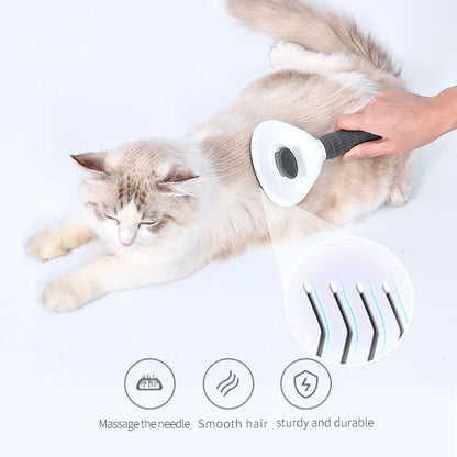 Custom Wholesale Massaging Comb Long Pin Shedding Tool Cat Dog Rabbit Bath Washable Self Cleaning Hair Grooming Pet Brush
