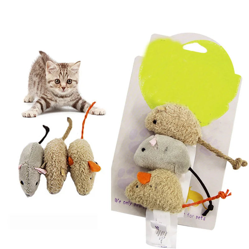 3-Pack Plush Cat Toy Mice – Interactive, Durable & Bite-Resistant Kitten Toys