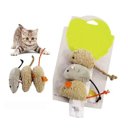 3-Pack Plush Cat Toy Mice – Interactive, Durable & Bite-Resistant Kitten Toys