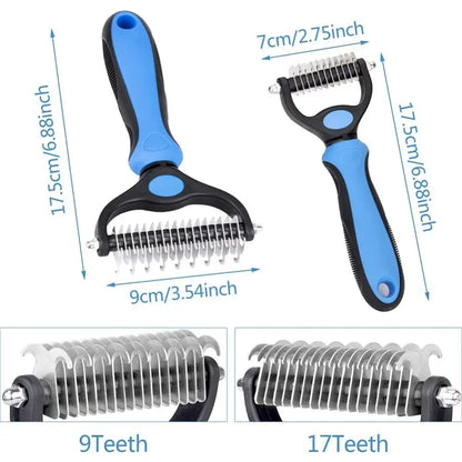 2-in-1 Pet Grooming Brush – Shedding & Dematting Comb for All Breeds
