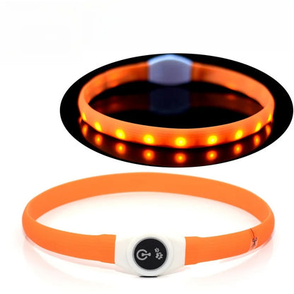 LED Luminous Dog Collar – USB Rechargeable, Waterproof PVC Safety Light for Night Walks
