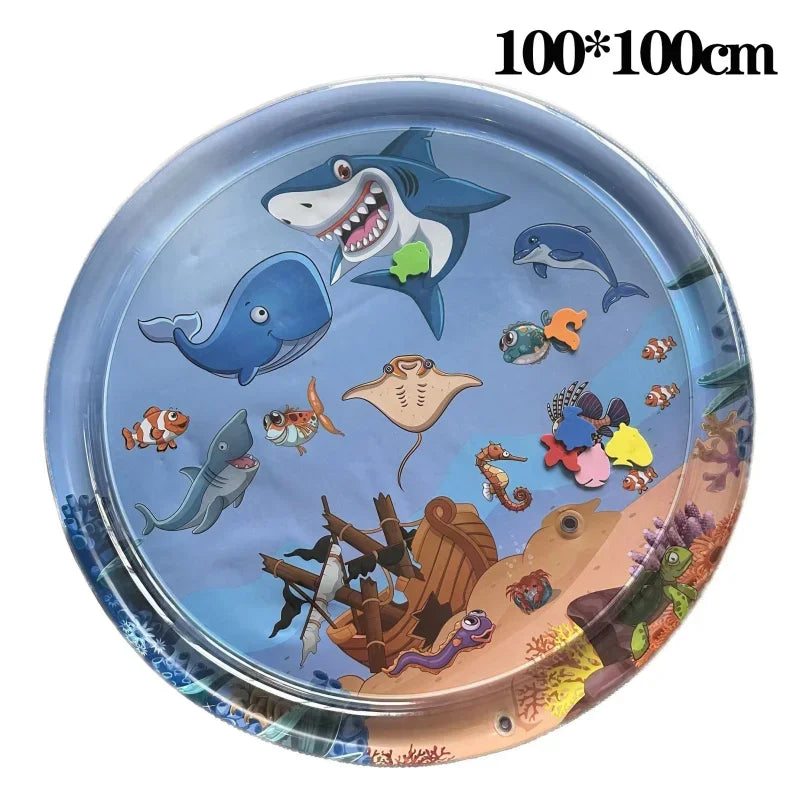 Inflatable Pet Water Play Mat – Sensory Cooling Playmat for Dogs and Cats with Ocean Theme
