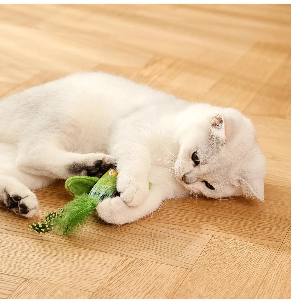 Smart Cat Chirping Bird Toy - Auto Sound Activation, Chew-Resistant Feathers & Catnip Attraction, Dual Play Modes for Interactiv