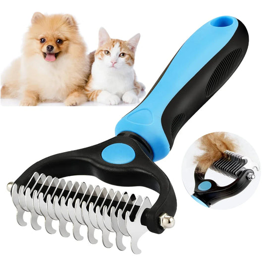 2-in-1 Pet Grooming Brush – Shedding & Dematting Comb for All Breeds