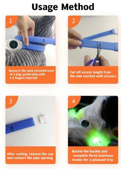 LED Luminous Dog Collar – USB Rechargeable, Waterproof PVC Safety Light for Night Walks