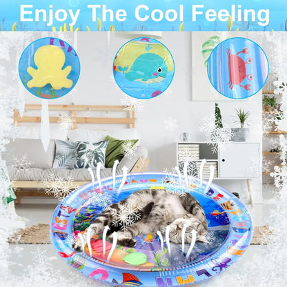 Inflatable Pet Water Play Mat – Sensory Cooling Playmat for Dogs and Cats with Ocean Theme