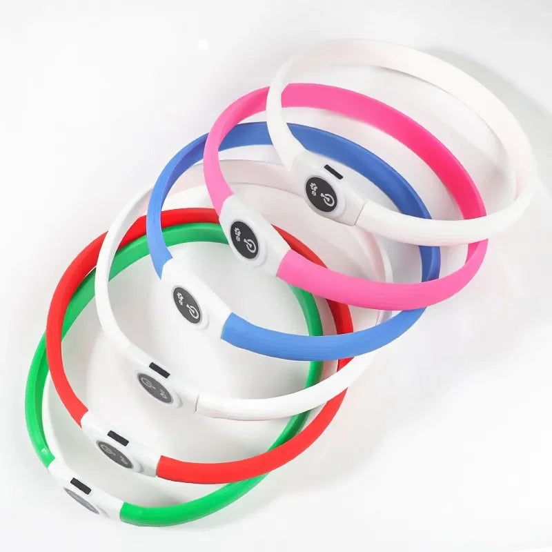 LED Luminous Dog Collar – USB Rechargeable, Waterproof PVC Safety Light for Night Walks