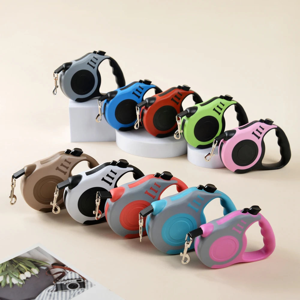 Retractable Dog Leash – 3M/5M Durable Nylon with Quick Lock