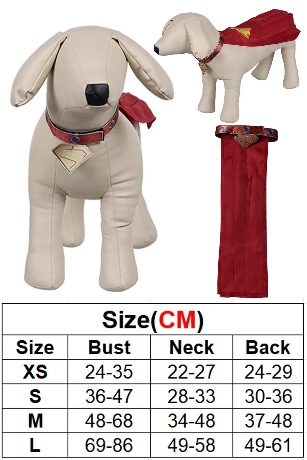 Fantasia Small/ Medium/ large Dog Superdog Krypto Cosplay Cloak – 2025 Superhero Pet Costume
