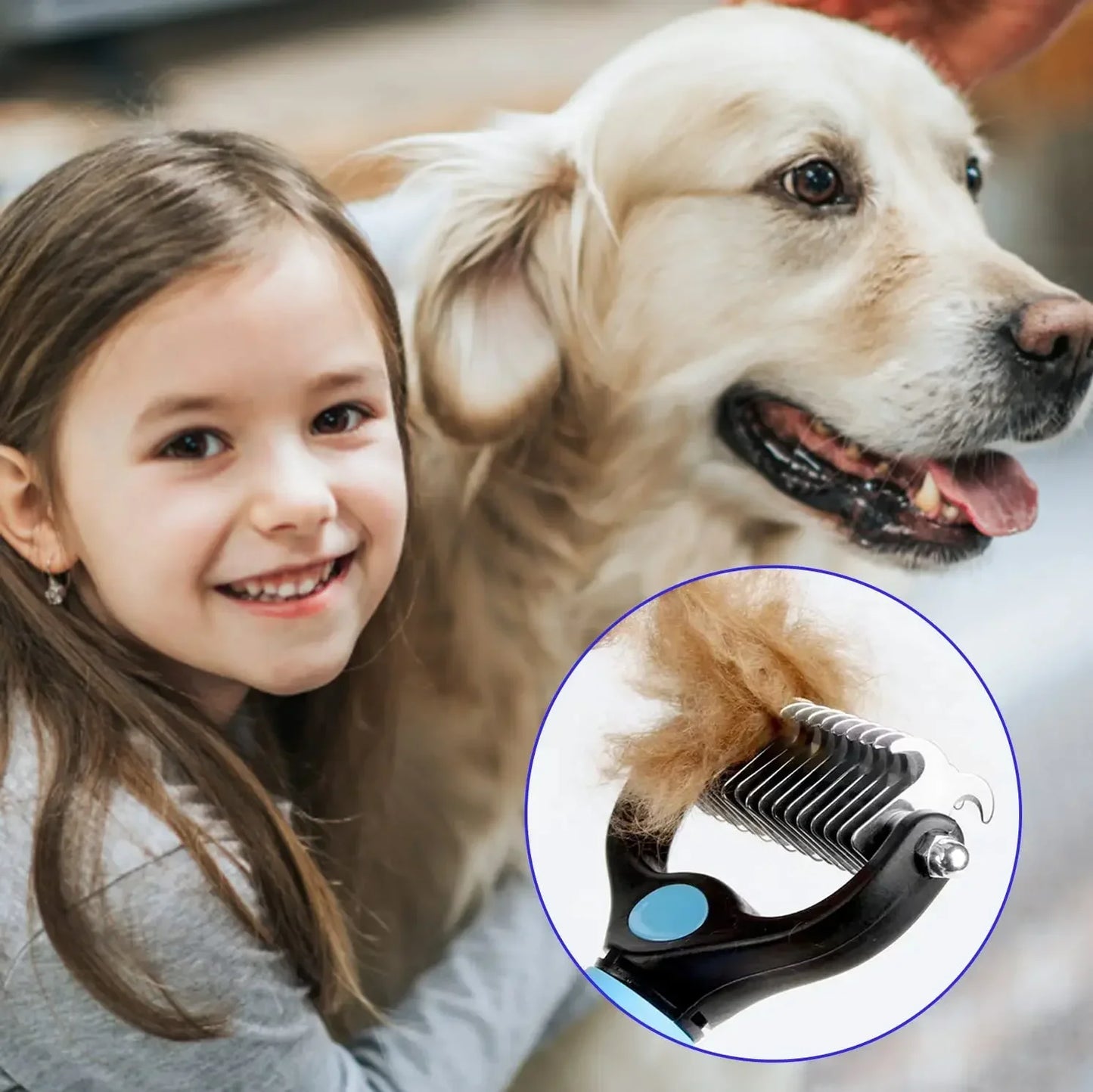 2-in-1 Pet Grooming Brush – Shedding & Dematting Comb for All Breeds