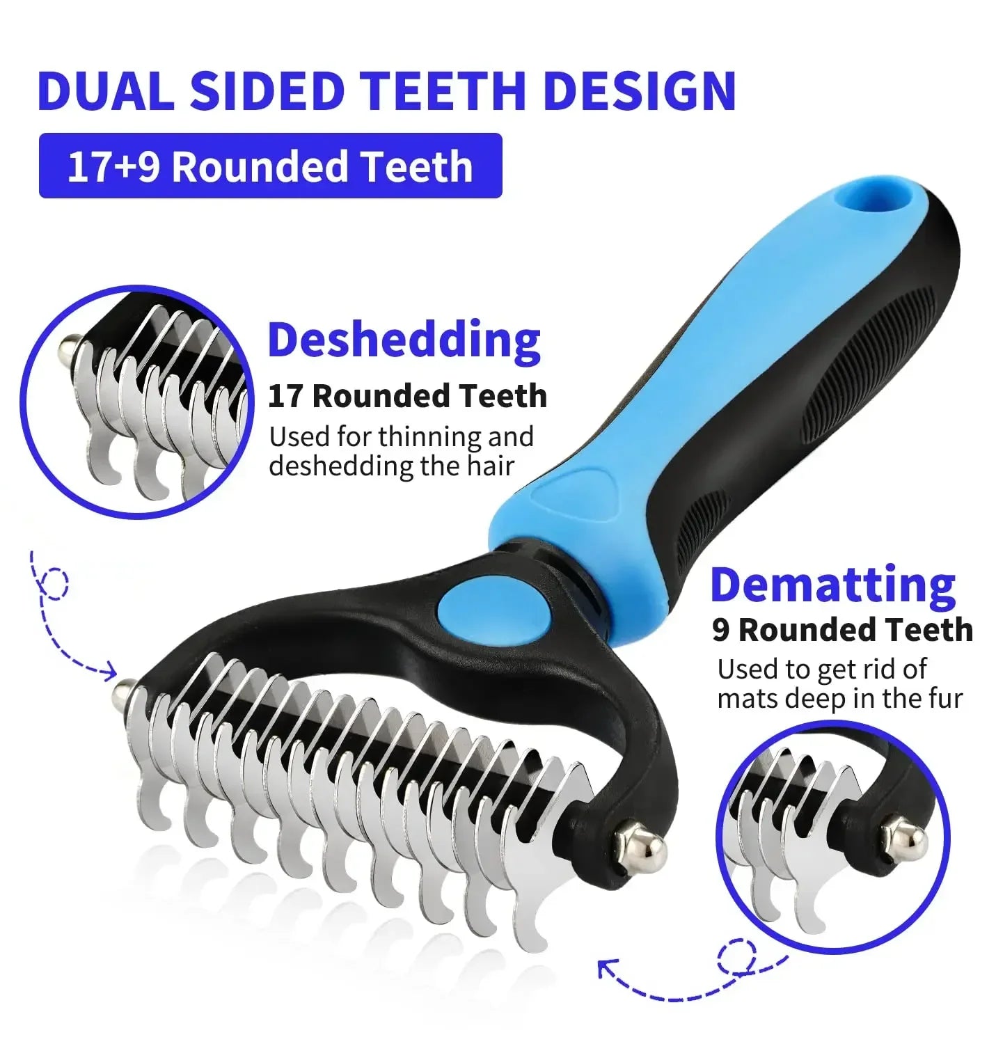 2-in-1 Pet Grooming Brush – Shedding & Dematting Comb for All Breeds