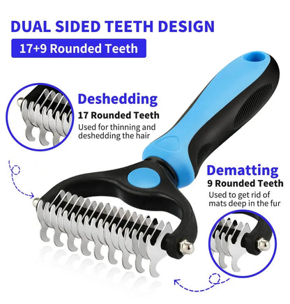 2-in-1 Pet Grooming Brush – Shedding & Dematting Comb for All Breeds