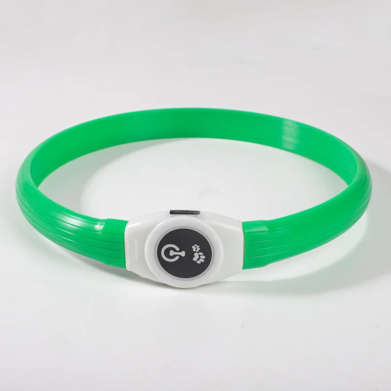LED Luminous Dog Collar – USB Rechargeable, Waterproof PVC Safety Light for Night Walks