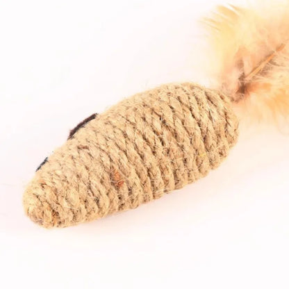 Sisal False Mouse Cat Toy Bite Resistance Stuffed Toy Interactive Cat Toy Simulation Mice Kitten Self-Playing Toy Pet Supplies
