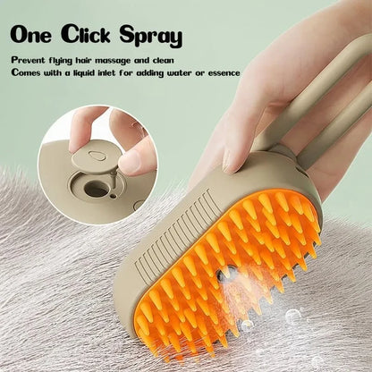 Pet Grooming Steamer Brush – 3-in-1 Electric Dog & Cat Brush for Massage, Shedding, and Detangling