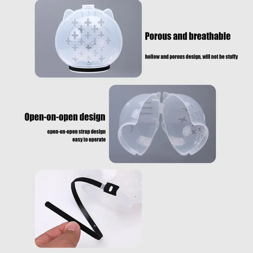 1Set Cat Muzzle Pet Grooming Cover Accessory Cat Anti Bite Anti Licking Space Hood Breathable Helmet with 4 Silicone Paw Shoes