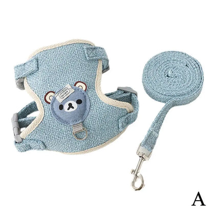 Pet Harness & Leash Set – Adjustable Soft Vest for Small Pets