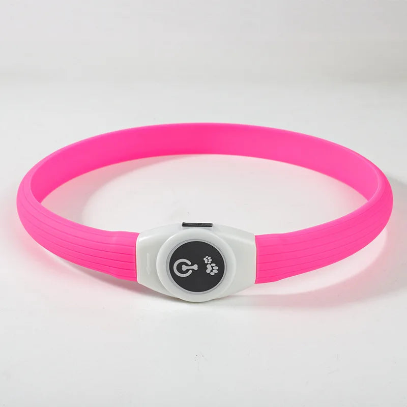 LED Luminous Dog Collar – USB Rechargeable, Waterproof PVC Safety Light for Night Walks