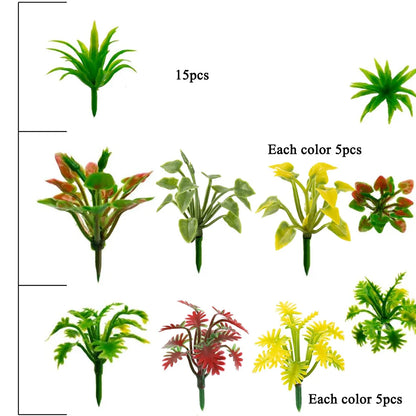 45pcs Mixed Shrubs Bush Model, Miniature Coloful Model Plant for Train Railways Scenery Architecture Landscape Sand Military Lay