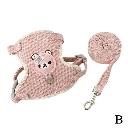 Pet Harness & Leash Set – Adjustable Soft Vest for Small Pets