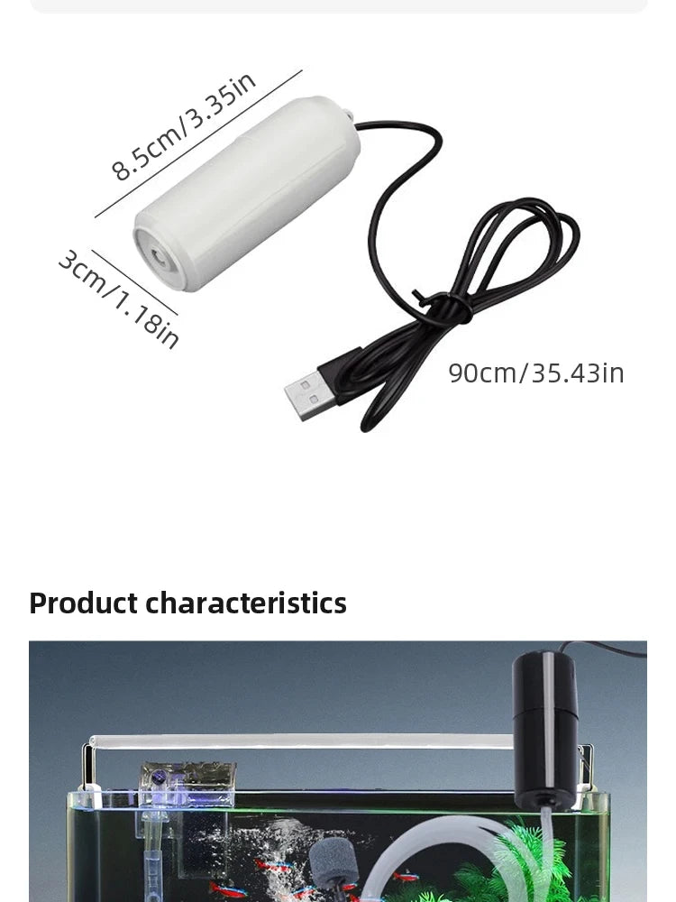 Portable USB Aquarium Air Pump – Silent Mini Oxygen Pump for Fish Tanks and Fish Farming