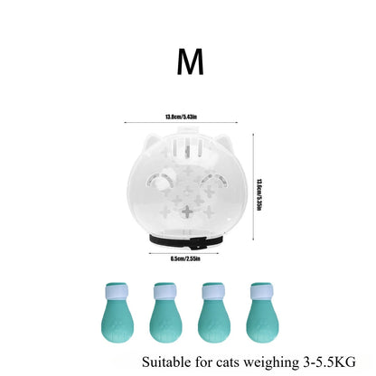 1Set Cat Muzzle Pet Grooming Cover Accessory Cat Anti Bite Anti Licking Space Hood Breathable Helmet with 4 Silicone Paw Shoes