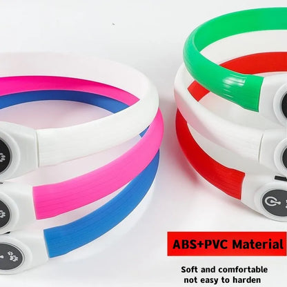 LED Luminous Dog Collar – USB Rechargeable, Waterproof PVC Safety Light for Night Walks