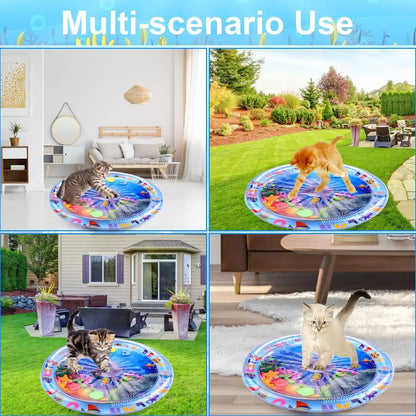 Inflatable Pet Water Play Mat – Sensory Cooling Playmat for Dogs and Cats with Ocean Theme