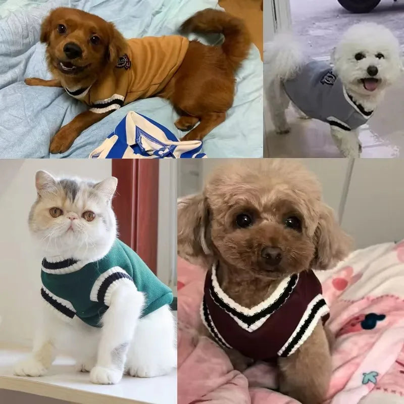 Pet Cat Solid Costume Autumn Winter Christmas Sweater For Small Dogs Kitten Pullover Puppy Vest Clothes Kitty Jacket Outfits