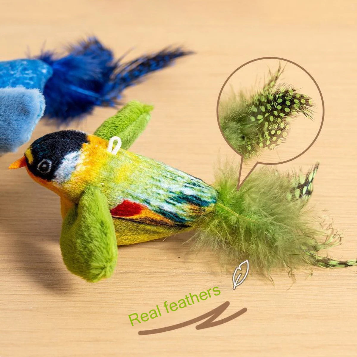 Smart Cat Chirping Bird Toy - Auto Sound Activation, Chew-Resistant Feathers & Catnip Attraction, Dual Play Modes for Interactiv