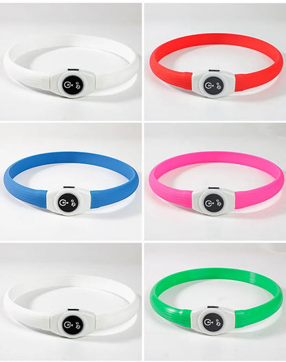 LED Luminous Dog Collar – USB Rechargeable, Waterproof PVC Safety Light for Night Walks