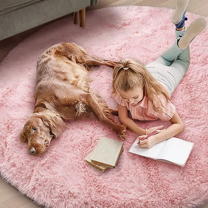 Super Soft pet-friendly carpet Plush Round Rug – Fluffy Carpet for Living Room, Bedroom & Pet Comfort (Dogs & Cat66s)